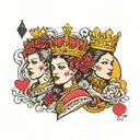 queen, 8,8,10 and king card  tattoo design idea