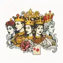 queen, 8,8,10 and king card  tattoo design idea