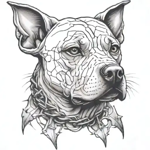 pitbul head l and barbed wire tattoo design idea