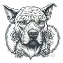 pitbul head l and barbed wire tattoo design idea