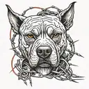 pitbul head l and barbed wire tattoo design idea