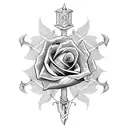 Sword with rose tattoo design idea
