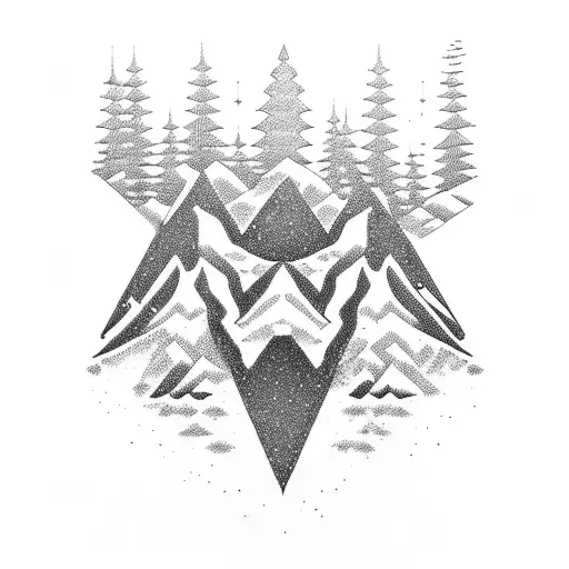 Snowmobiling in the mountains tattoo design idea