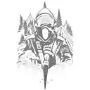 Snowmobiling in the mountains tattoo design idea