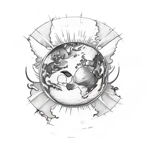 flat earth; in the upper part heaven, something angelic, something that gives peace; at the bottom hell, demons, fire. tattoo design idea