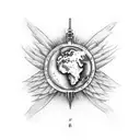 flat earth; in the upper part heaven, something angelic, something that gives peace; at the bottom hell, demons, fire. tattoo design idea