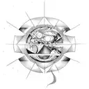 flat earth; in the upper part heaven, something angelic, something that gives peace; at the bottom hell, demons, fire. tattoo design idea