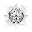 flat earth; in the upper part heaven, something angelic, something that gives peace; at the bottom hell, demons, fire. tattoo design idea