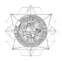 flat earth; in the upper part heaven, something angelic, something that gives peace; at the bottom hell, demons, fire. tattoo design idea