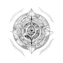 flat earth; in the upper part heaven, something angelic, something that gives peace; at the bottom hell, demons, fire. tattoo design idea