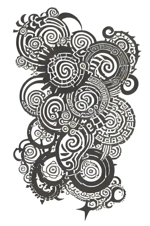 Obsessive-compulsive disorder Thought Spiral Paint Stroke with Japanese tattoo design idea