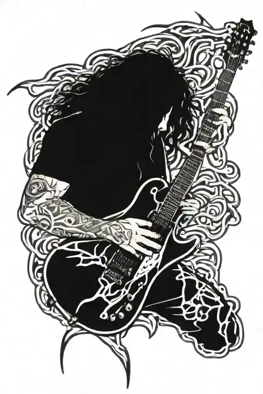 dimebag Darrell guitar with Chester bennington flames in background  tattoo design idea