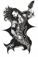 dimebag Darrell guitar with Chester bennington flames in background  tattoo design idea
