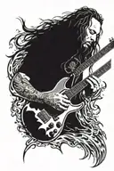 dimebag Darrell guitar with Chester bennington flames in background  tattoo design idea
