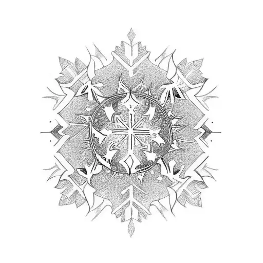 sun and snowflake tattoo design idea