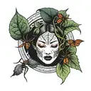 bean, ivy, spider web tattoo design idea