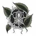 bean, ivy, spider web tattoo design idea