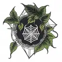 bean, ivy, spider web tattoo design idea