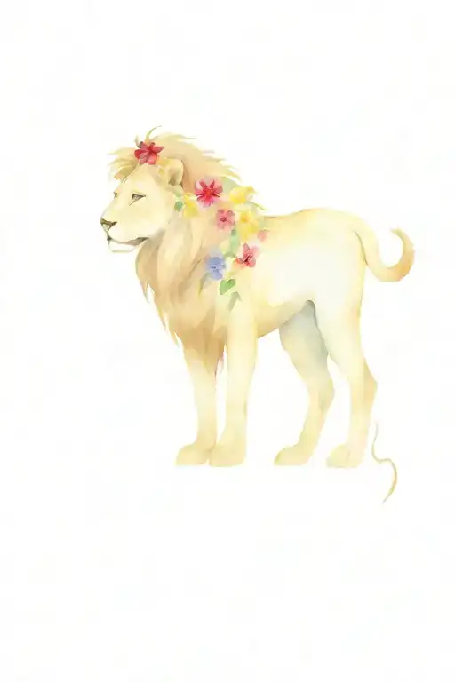 lion, lamb, flower surrounded tattoo design idea