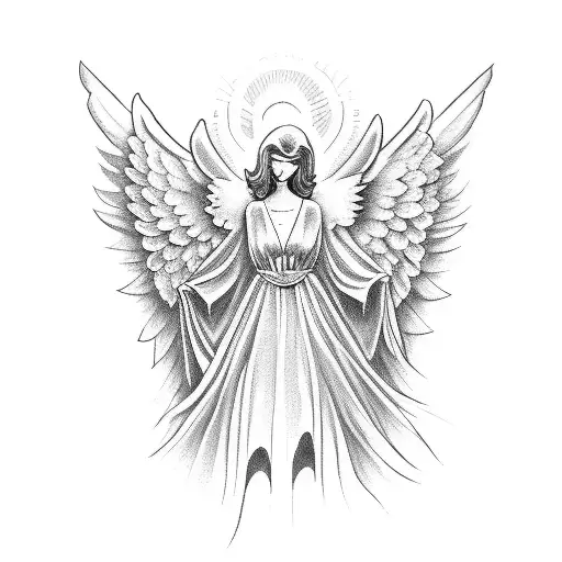 angel tattoo with loyalty script tattoo design idea