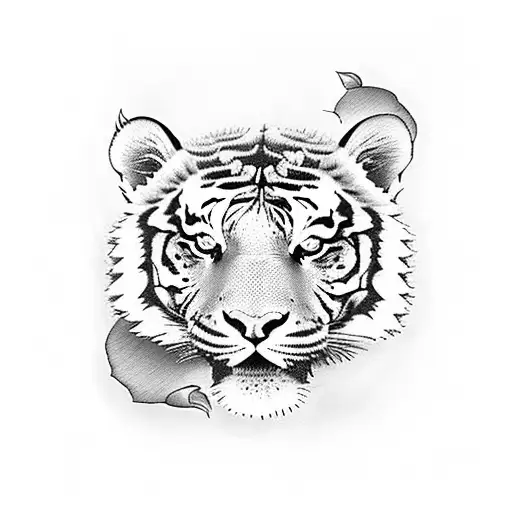 tiger wiht roses tattoo design idea