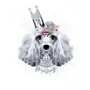 silver poodle with tiara tattoo design idea