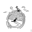 A kangaroo hopping through the Australian outback with a beach in the distance tattoo design idea