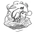 A kangaroo hopping through the Australian outback with a beach in the distance tattoo design idea