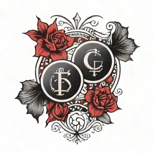 zodiac signs Gemini and Pisces black and burgundy minimalism lettering tattoo design idea