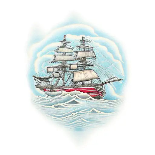 clipper ship with squid tattoo design idea