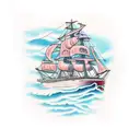 clipper ship with squid tattoo design idea