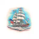 clipper ship with squid tattoo design idea