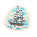 clipper ship with squid tattoo design idea