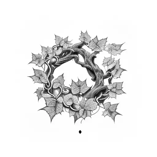 A majestic ivy vine wrapping around a vintage key tattoo design idea