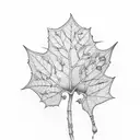 A delicate ivy leaf intertwined with a quill pen tattoo design idea
