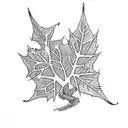 A delicate ivy leaf intertwined with a quill pen tattoo design idea