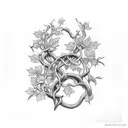 A majestic ivy vine wrapping around a vintage key tattoo design idea