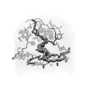 A majestic ivy vine wrapping around a vintage key tattoo design idea