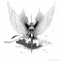 valkyrie from clouds picking up dead tattoo design idea
