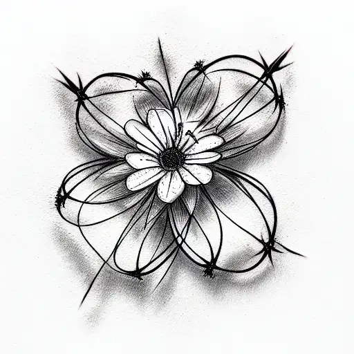 Barbed Wire and flowers  tattoo design idea