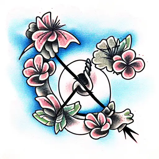 Barbed Wire and flowers  tattoo design idea