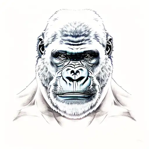 A construction foreman with a silverback gorilla tattooed on his arm, symbolizing strength and leadership tattoo design idea