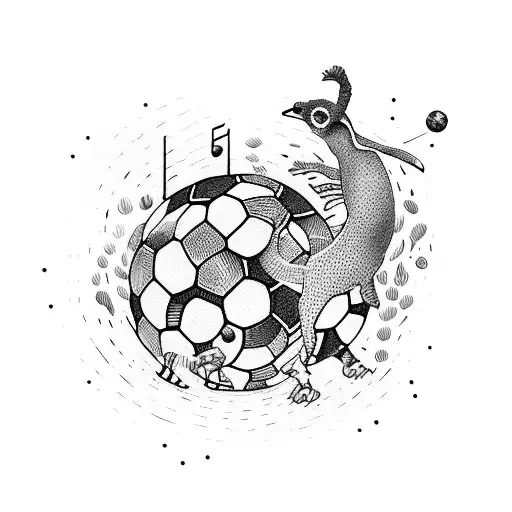 An animal orchestra playing soccer tattoo design idea