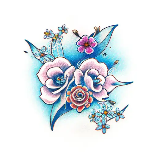 diamond beach nusa pineda with forget me not flowers tattoo design idea