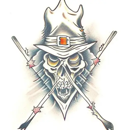witch at the bonfire tattoo design idea