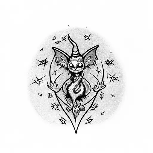 witch at the bonfire tattoo design idea