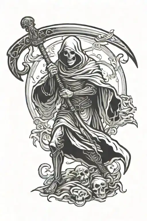 grim reaper holding a scythe tattoo design idea