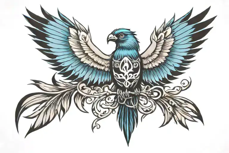 blue thunderbird tattoo design idea