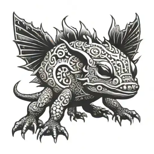 Aztec axolotl tattoo design idea
