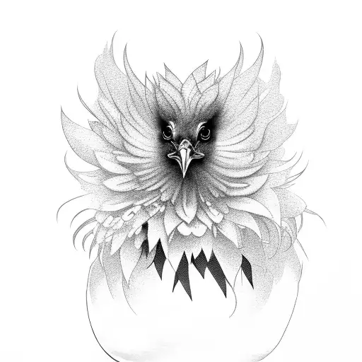 satin silkie chicken with flowers tattoo design idea